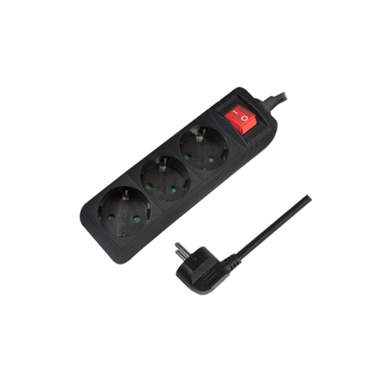 Prizë Elektrike LogiLink 3 Way me Switch / 3x CEE 7/3 / kabllo 1.4m - Zezë