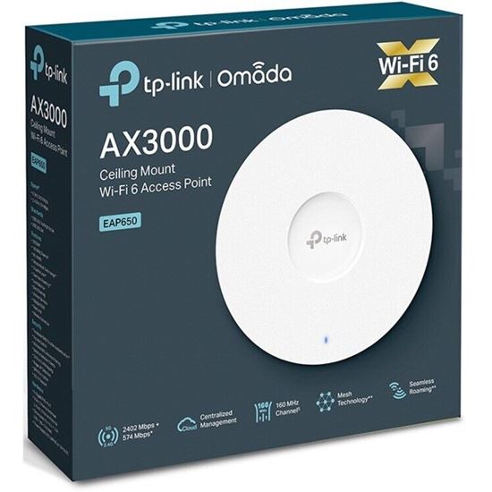 TP-Link AX3000 Wi-Fi 6 Ceiling Mount Access Point EAP650 / EAP653 Dual-Band 2976Mbps 2.5G PoE+ Omada Mesh Business AP White - Figura 3
