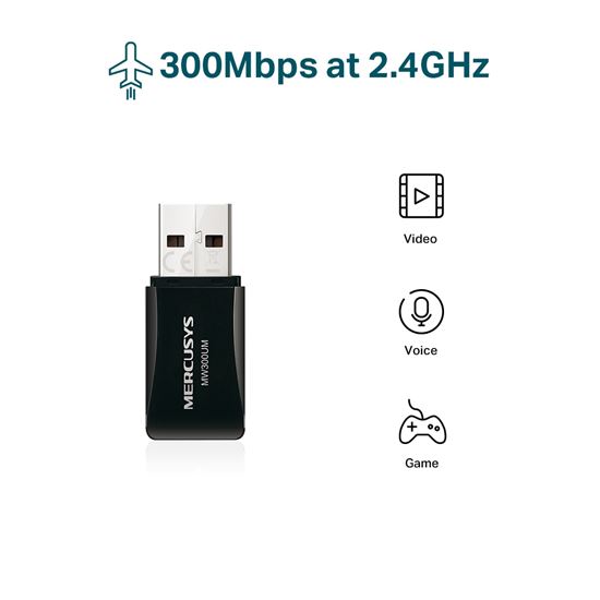 Mercusys N300 Wireless USB Adapter MW300UM WiFi 4 300Mbps Mini Dongle - Figura 3