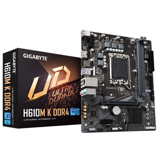 Pllakë Amë Intel Gigabyte H610 LGA1700 mATX për Intel 12th/13th Gen Core DDR4