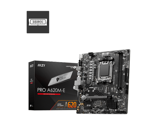 Pllakë Amë AMD MSI A620M-E PRO AM5 mATX për Ryzen 7000/8000/9000 DDR5