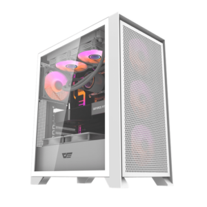 Kasë Darkflash DRX70 Mesh / Mid‑Tower / 4xRGB Fans 120mm – Bardhë