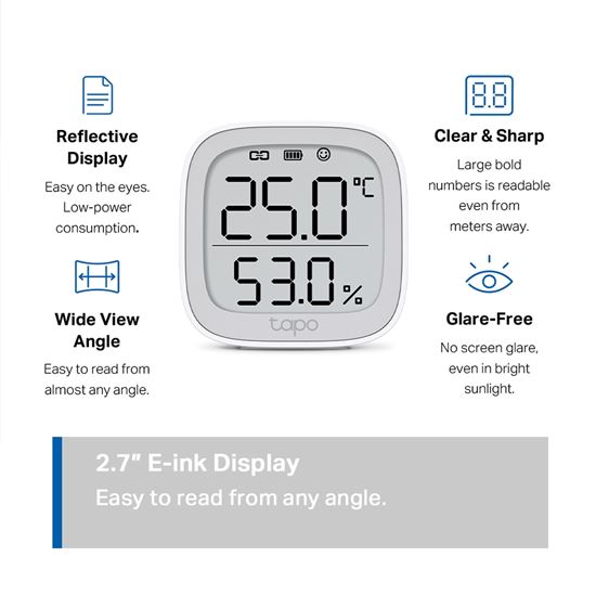 Monitor Inteligjent i Temperaturës dhe Lagështisë TP-Link Tapo T315 / 2.7" / Sensor Smart - Bardhë - Figura 4