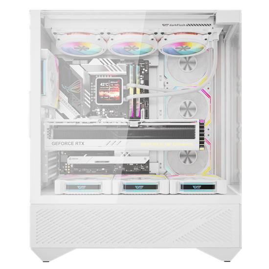 Kasë Darkflash DY460 / Mid‑Tower / 4x120mm ARGB Fans - Bardhë - Figura 5