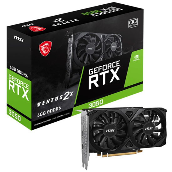 Kartë Grafike NVIDIA MSI GeForce RTX 3050 6GB VENTUS 2X OC GDDR6 PCIe 4.0 Dual Fan - Zezë