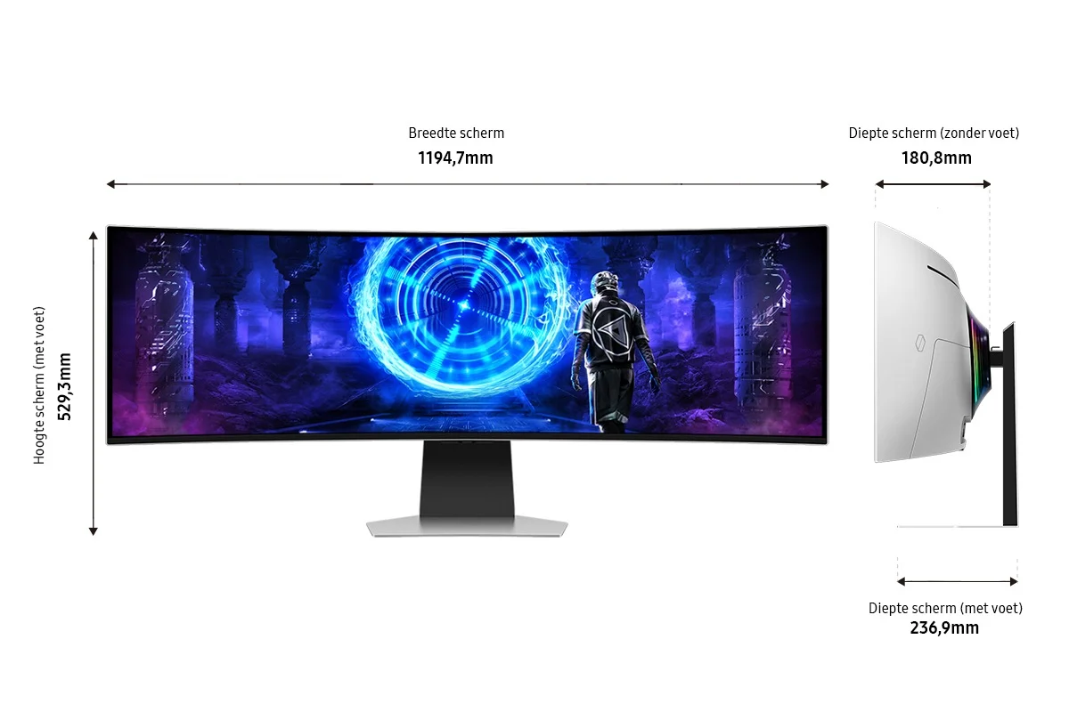 Monitor Gaming i lakuar Samsung S49DG954SU G9 / 49" Dual QHD 240 Hz 0.03 ms OLED Curved / DisplayPort, USB Type-A to USB Type-C / e bardhë - Figura 2