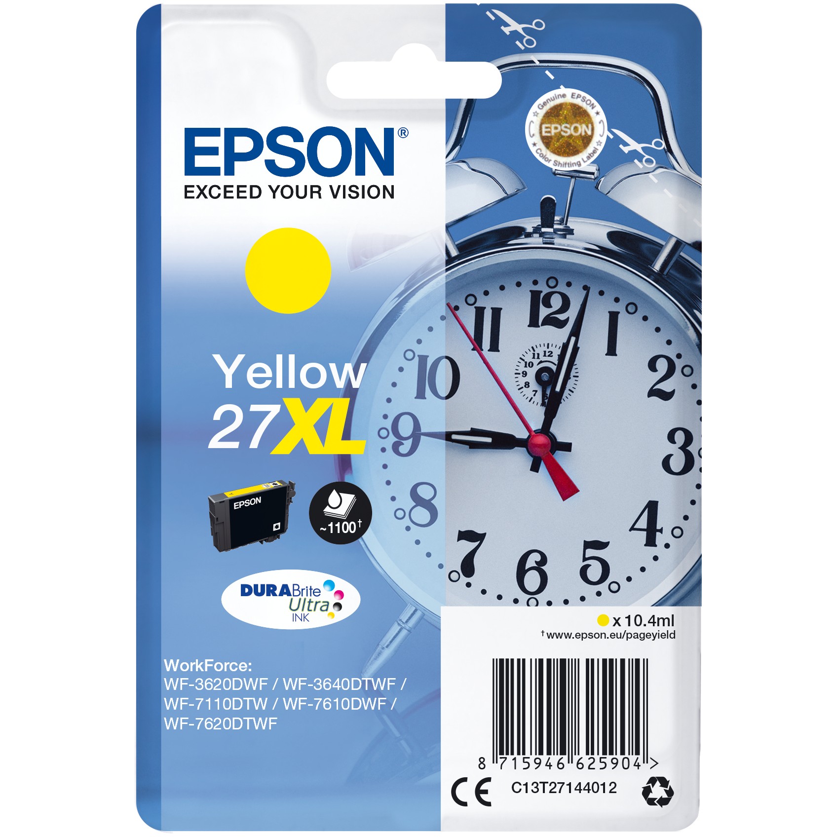 INK / Epson / 27XL / High Capacity / C13T27144012 / Verdhë