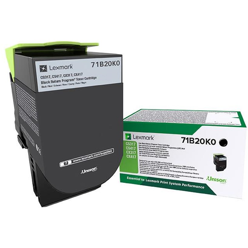 Toner Lexmark 71B20K0 deri në 3.000 faqe sipas ISO/IEC 19798 për CS/CX/ 317/417/517– Zezë