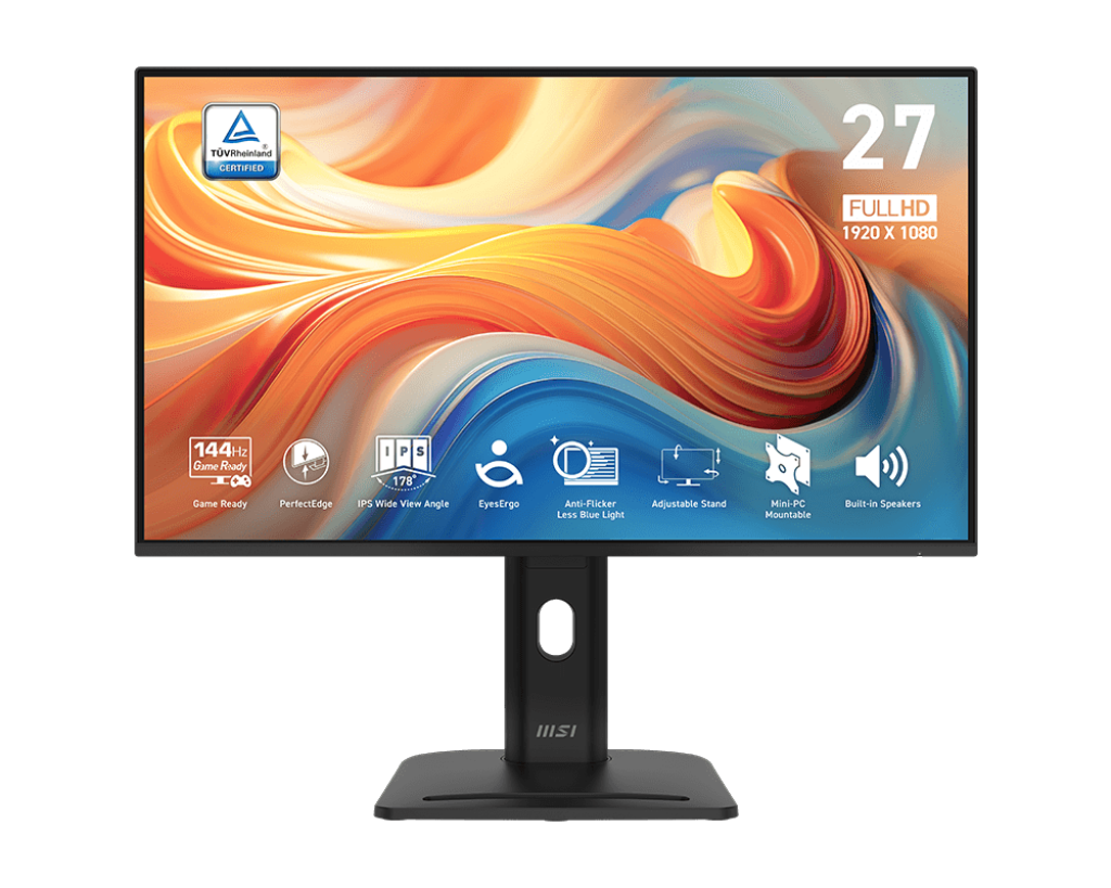 Monitor MSI PRO MP275PGDE E14 / 27″ / FHD / IPS / 16:9 / 144Hz / 1ms / HDMI + DP / E zezë