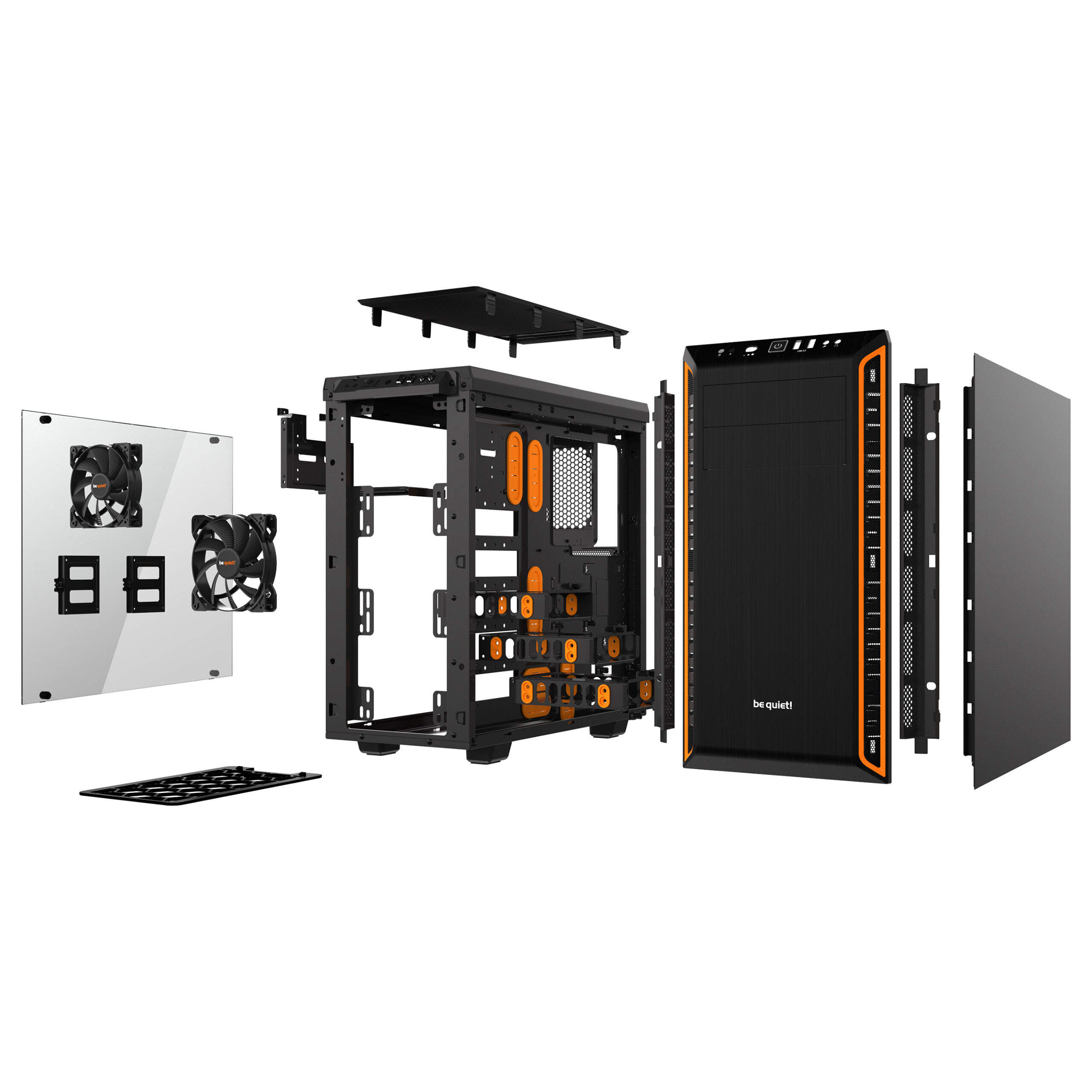 Kasë Midi Tower be quiet! Pure Base 600 Orange Window – Zezë - Figura 3