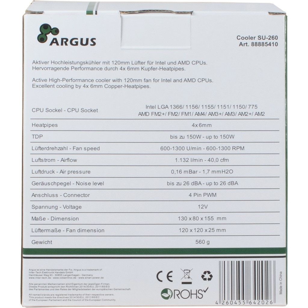 Ftohës për Procesor Multi Socket Inter-Tech Argus SU-260 |115x|AM3/4|FM TDP 150W - Figura 4