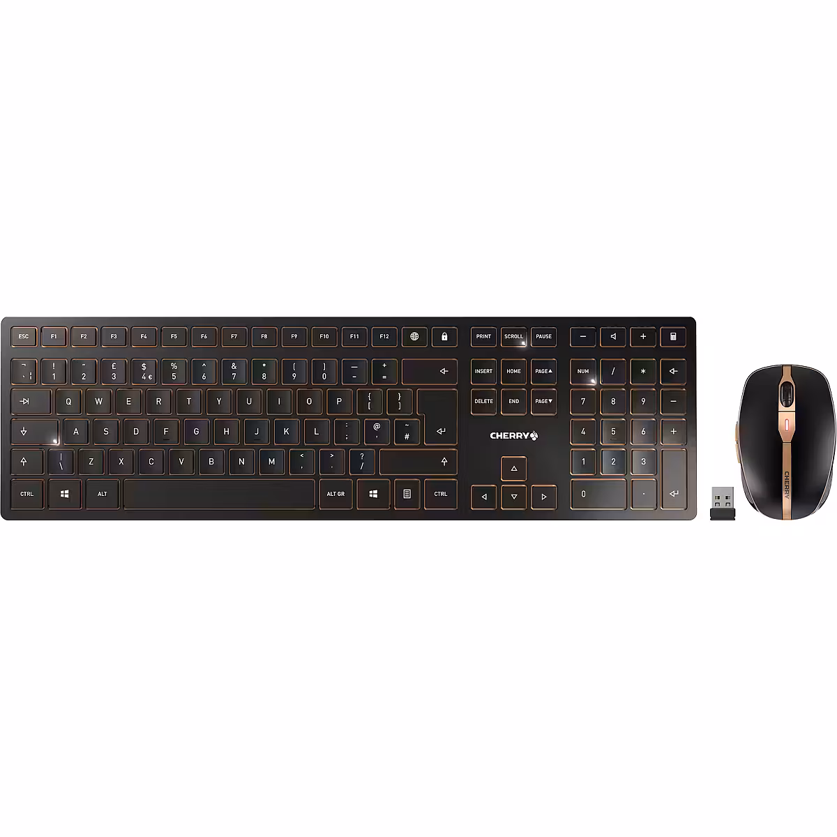 Combo (Tastierë & Maus) Cherry DW 9100 SLIM Wireless - Zezë / Bakër