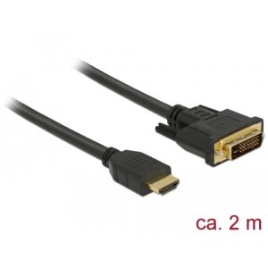 Kabllo HDMI ↔ DVI 24+1 DELOCK / Bidirectional / St–St / 2m - Zezë
