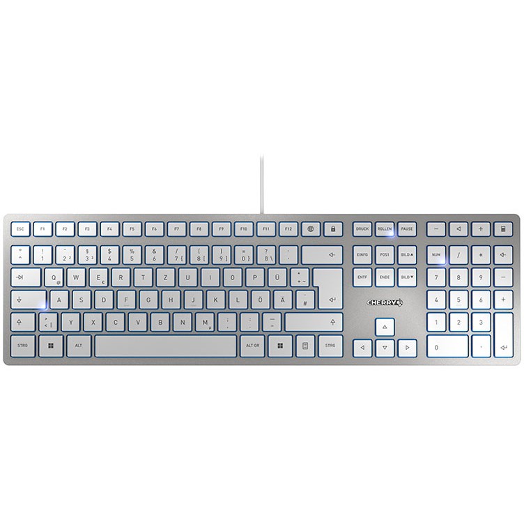 Tastierë Cherry KC 6000 Slim / me kabllo / USB / QWERTZ / e argjendtë
