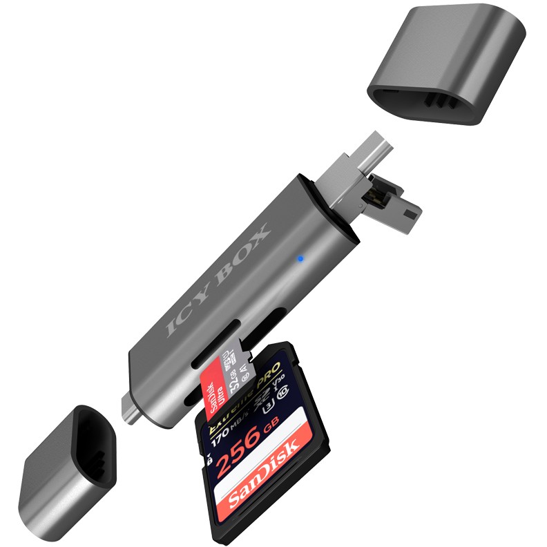 Adapter ICY BOX IB-CR200-C / SD MicroSD / USB-C USB-A Micro-B