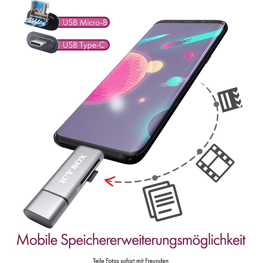 Adapter ICY BOX IB-CR200-C / SD MicroSD / USB-C USB-A Micro-B - Figura 2