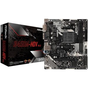 Pllakë Amë AMD AM4 ASRock B450M-HDV R4.0 / mATX / DDR4 / HDMI+VGA+DVI