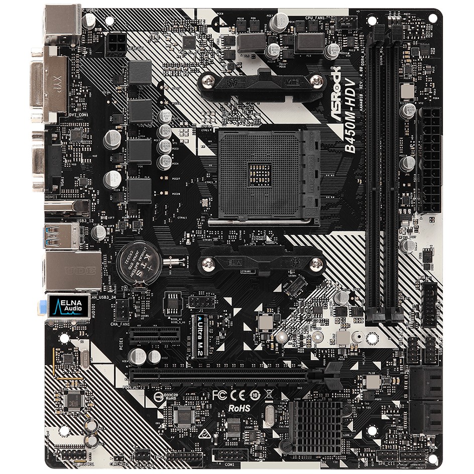 Pllakë Amë AMD AM4 ASRock B450M-HDV R4.0 / mATX / DDR4 / HDMI+VGA+DVI - Figura 2