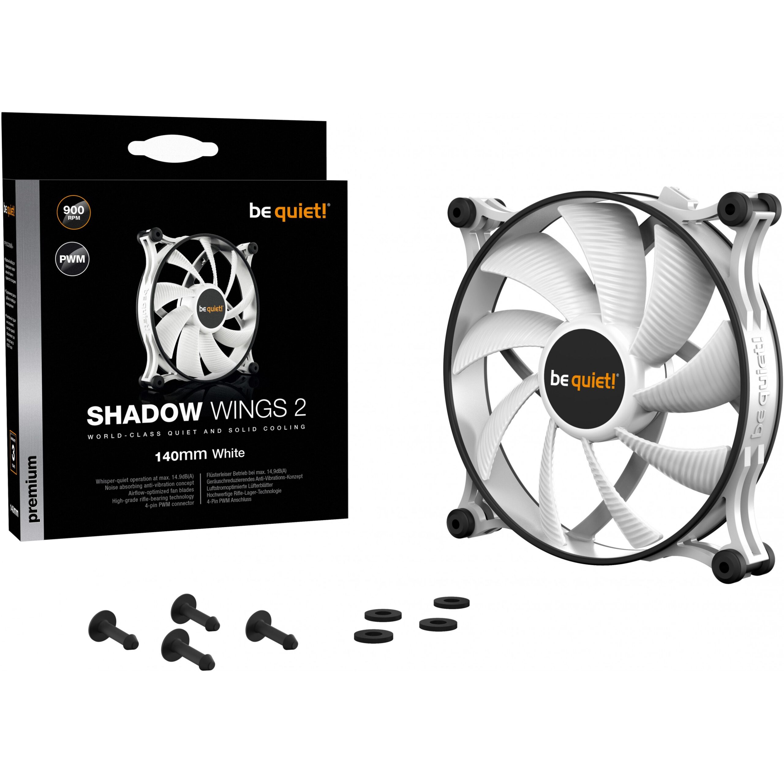 Ftohës për Kasë be quiet! Shadow Wings 2 / 140mm / PWM – Bardhë - Figura 5