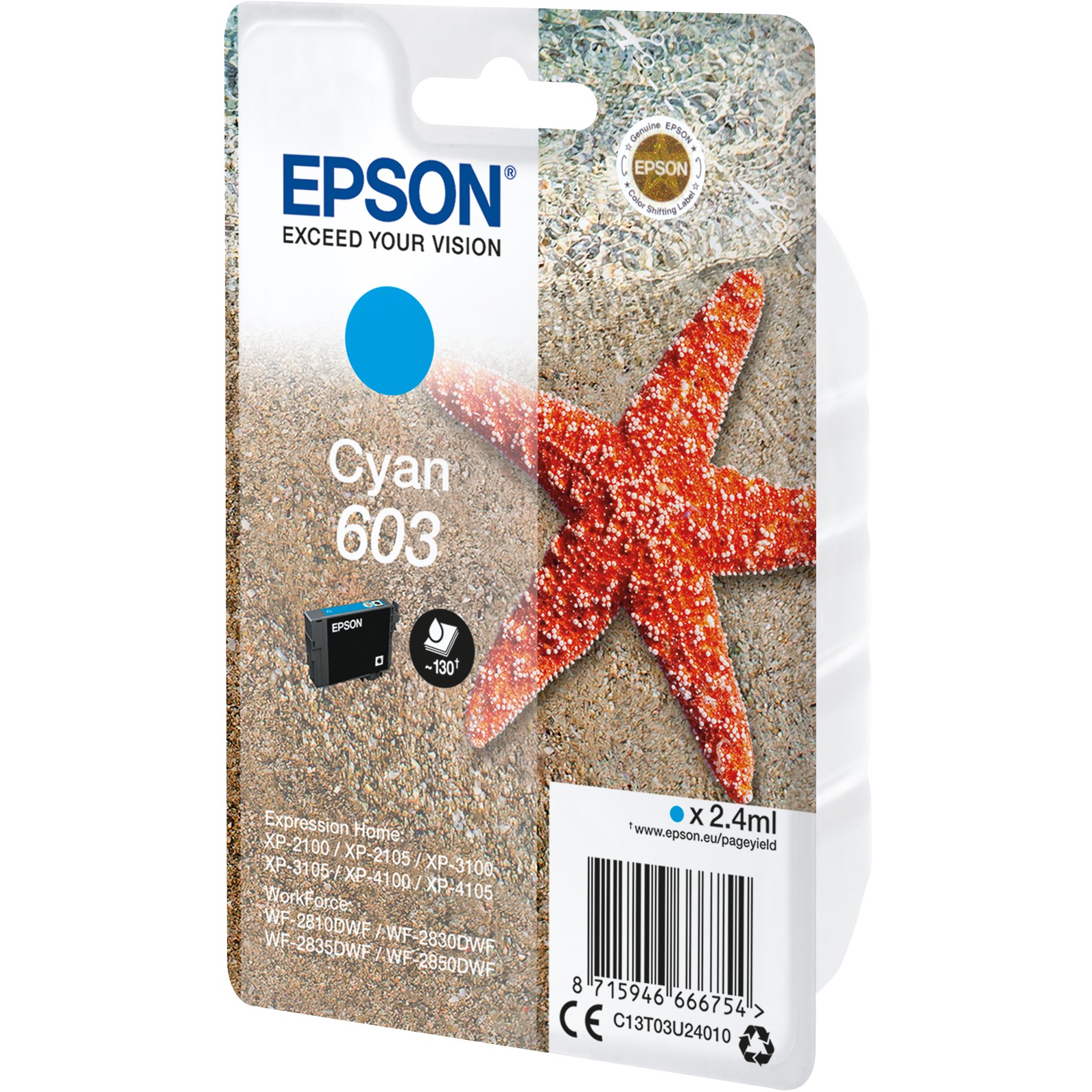 INK Epson 603 Ink Cartridge C13T03U24010 up to 130 pages – Blu - Figura 2