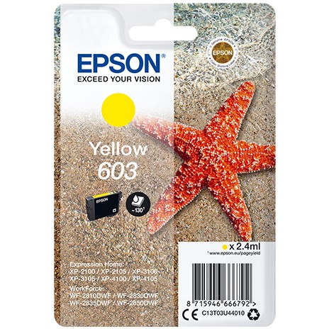 INK Epson 603 Ink Cartridge C13T03U44010 /up to 130 pages – Verdhë
