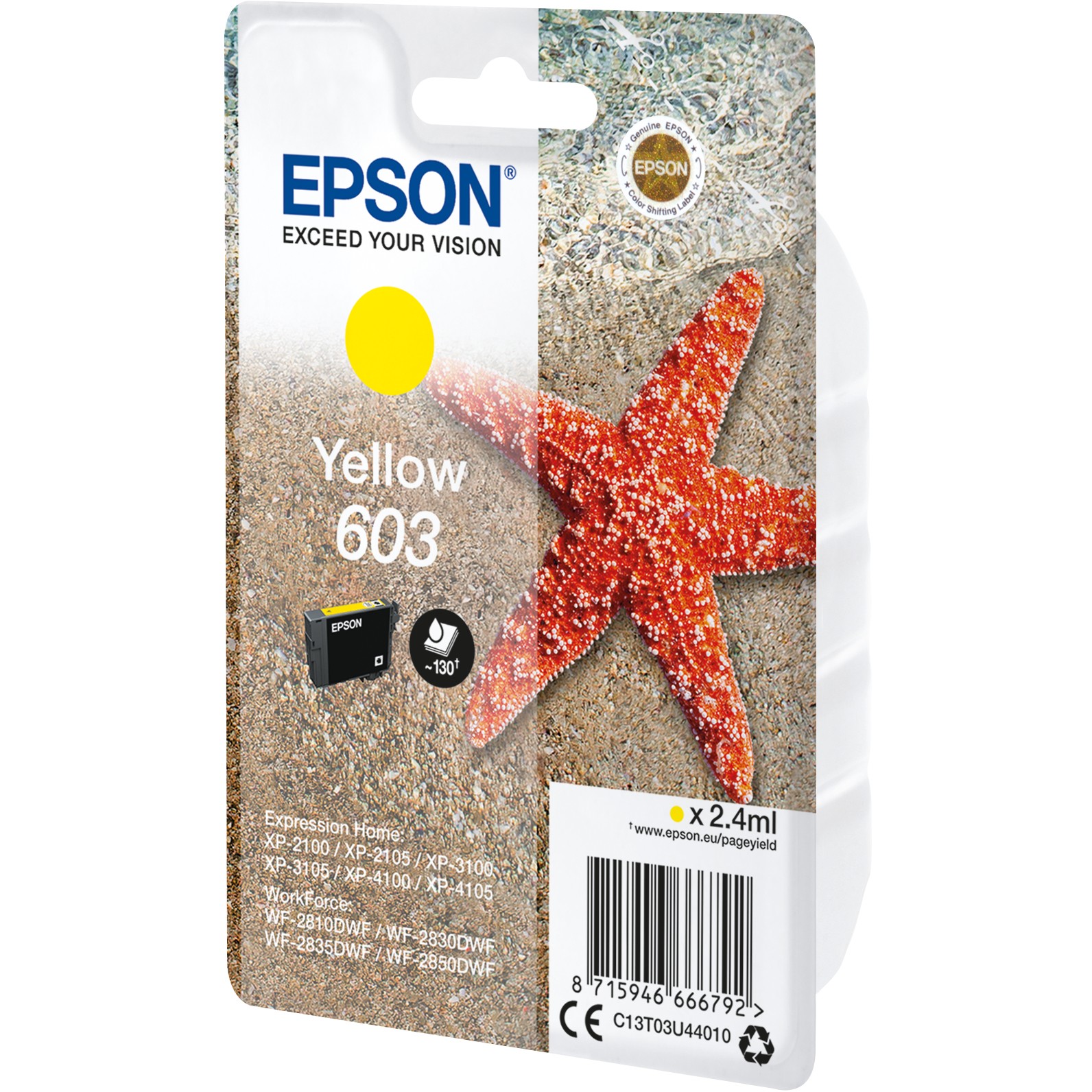 INK Epson 603 Ink Cartridge C13T03U44010 /up to 130 pages – Verdhë - Figura 2