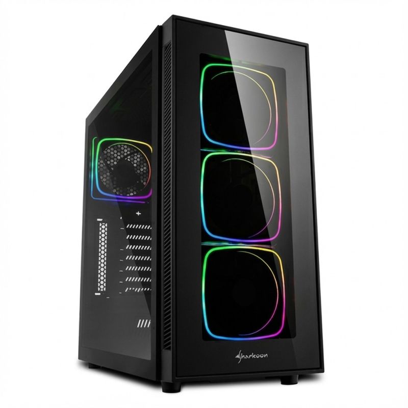 Kasë Sharkoon TG6 RGB Midi Tower Glass Window LED RGB Fans - Zezë