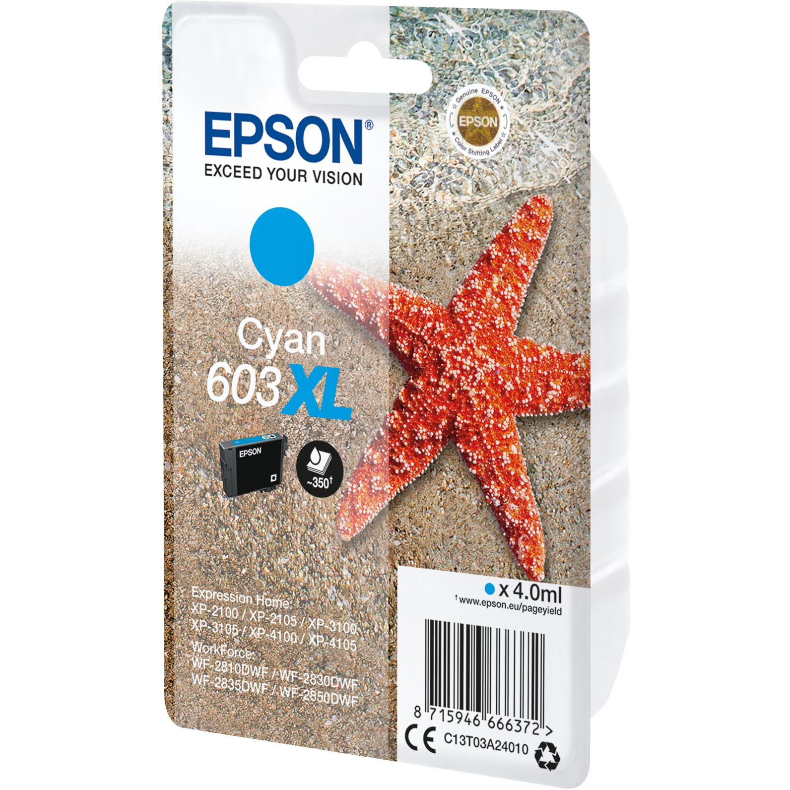 INK Epson 603XL C13T03A24010 / 350 faqe | Tintenpatrone Original – Blu - Figura 2