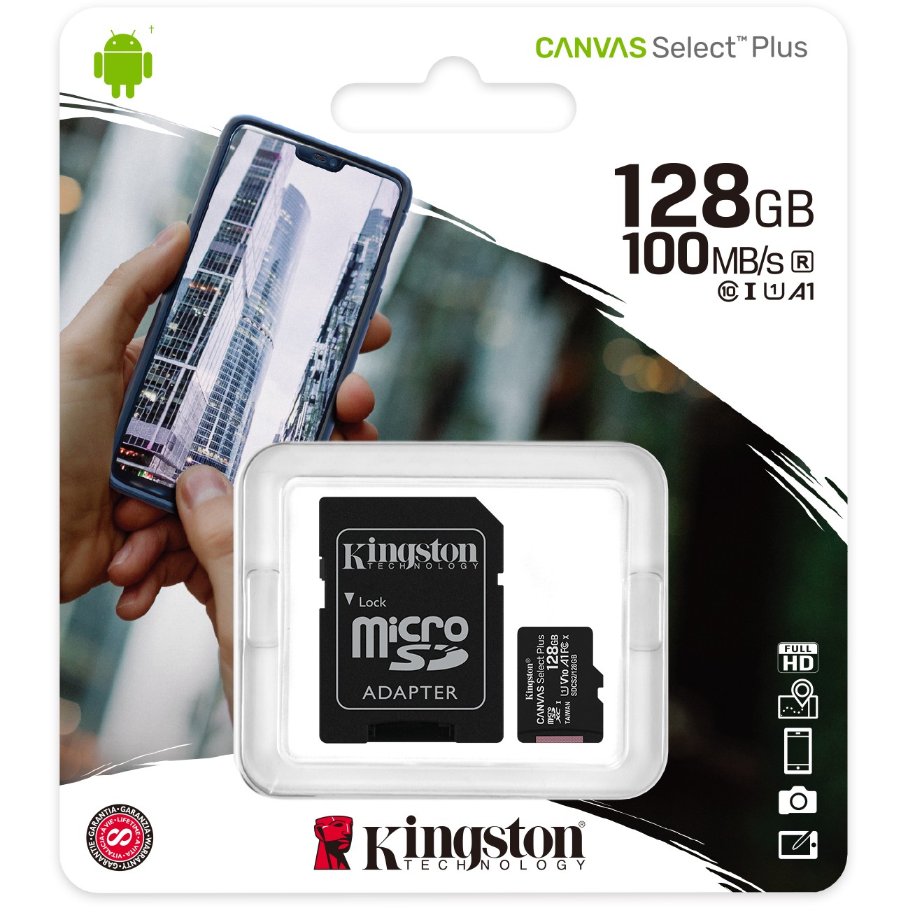 Kartë Memorie MicroSD 128GB Kingston Canvas Select Plus MicroSDXC 100MB/s +Adapter - Figura 5