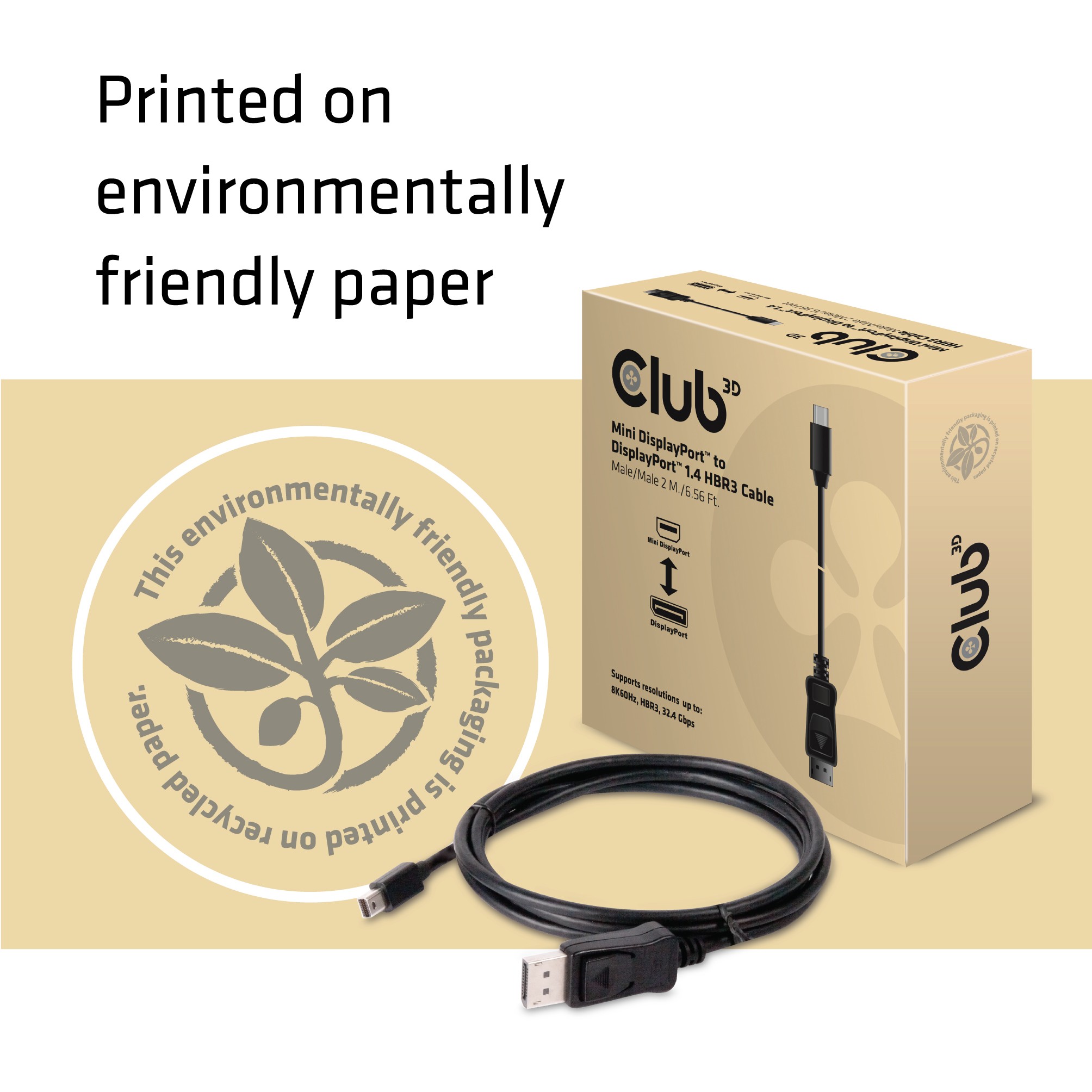 Kabllo Club3D Mini DisplayPort 1.4 ↔ DisplayPort 1.4 / St–St / 2m / 8K / 60Hz - Zezë - Figura 5