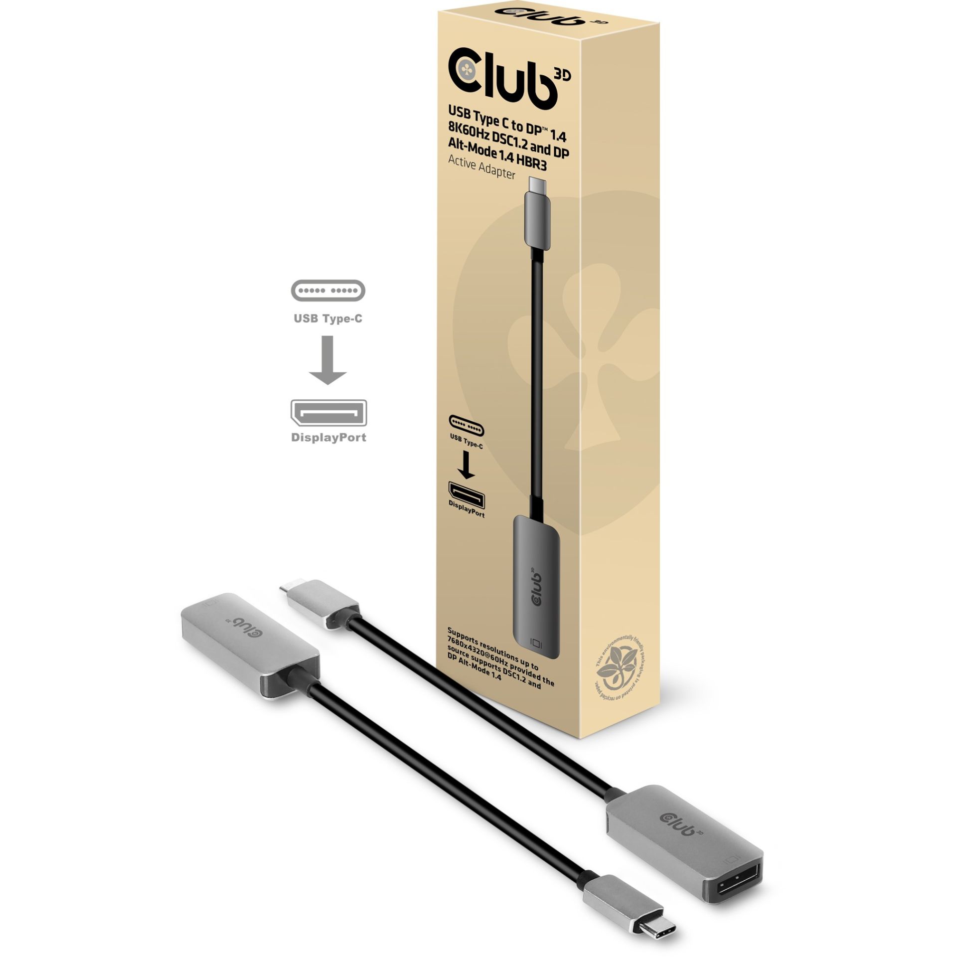 Adapter USB‑C Club3D / USB 3.2 → DP 1.4 / 8K60Hz HDR / Aktiv / St‑Bu - Figura 2