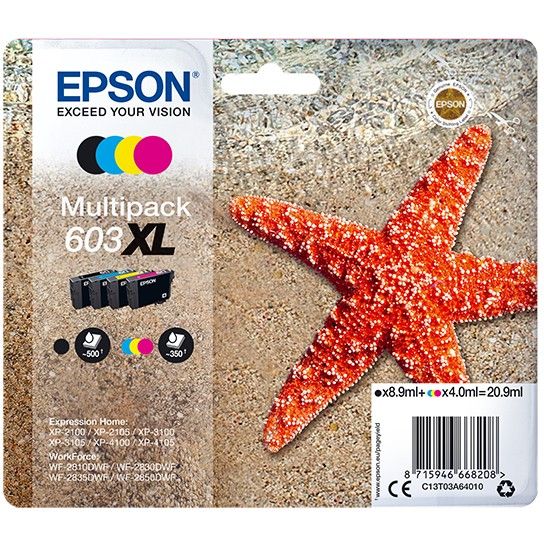 INK Epson 603XL / C13T03A64010 / 4-Pack (BKMCY) deri në 350 faqe - Zezë / Verdhë / Blu / Rozë