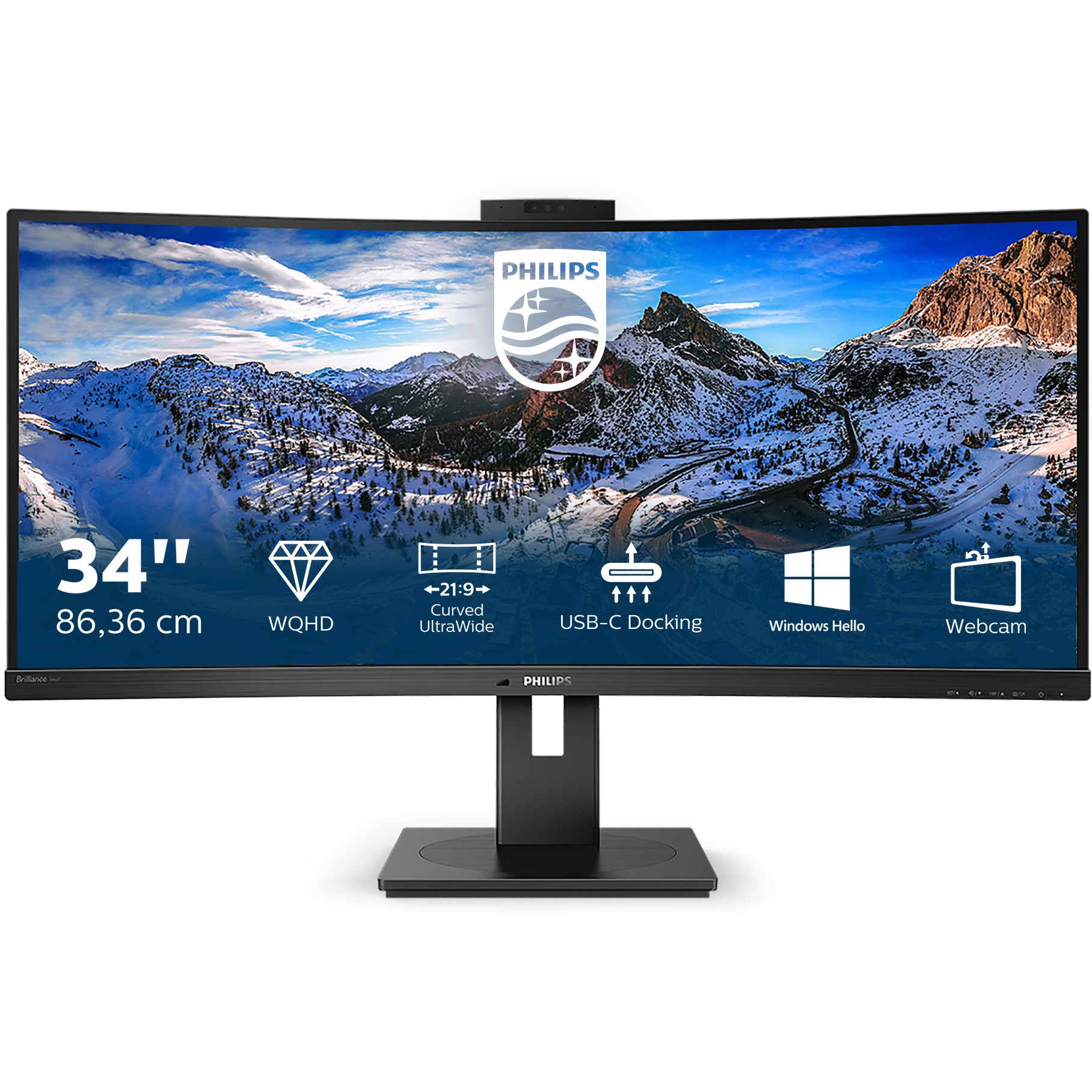 Monitor i lakuar Philips 346P1CRH / 34" UltraWide Quad HD 100 Hz 4 ms VA / HDMI DP USB-C / e zezë - Figura 2