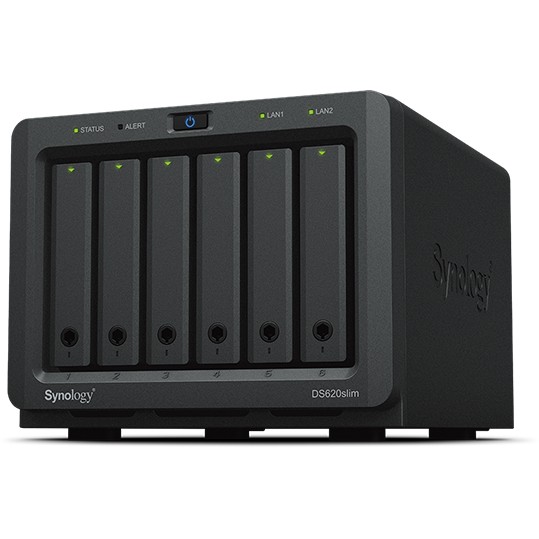 NAS 6-Bay Synology DS620SLIM - CPU Celeron J3355, vetëm disqe 2.5"