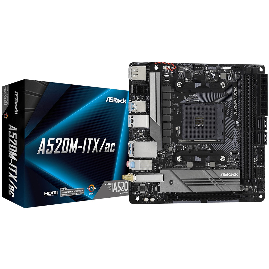 Pllakë Amë AMD AM4 ASROCK A520M-ITX/AC / DDR4 / HDMI