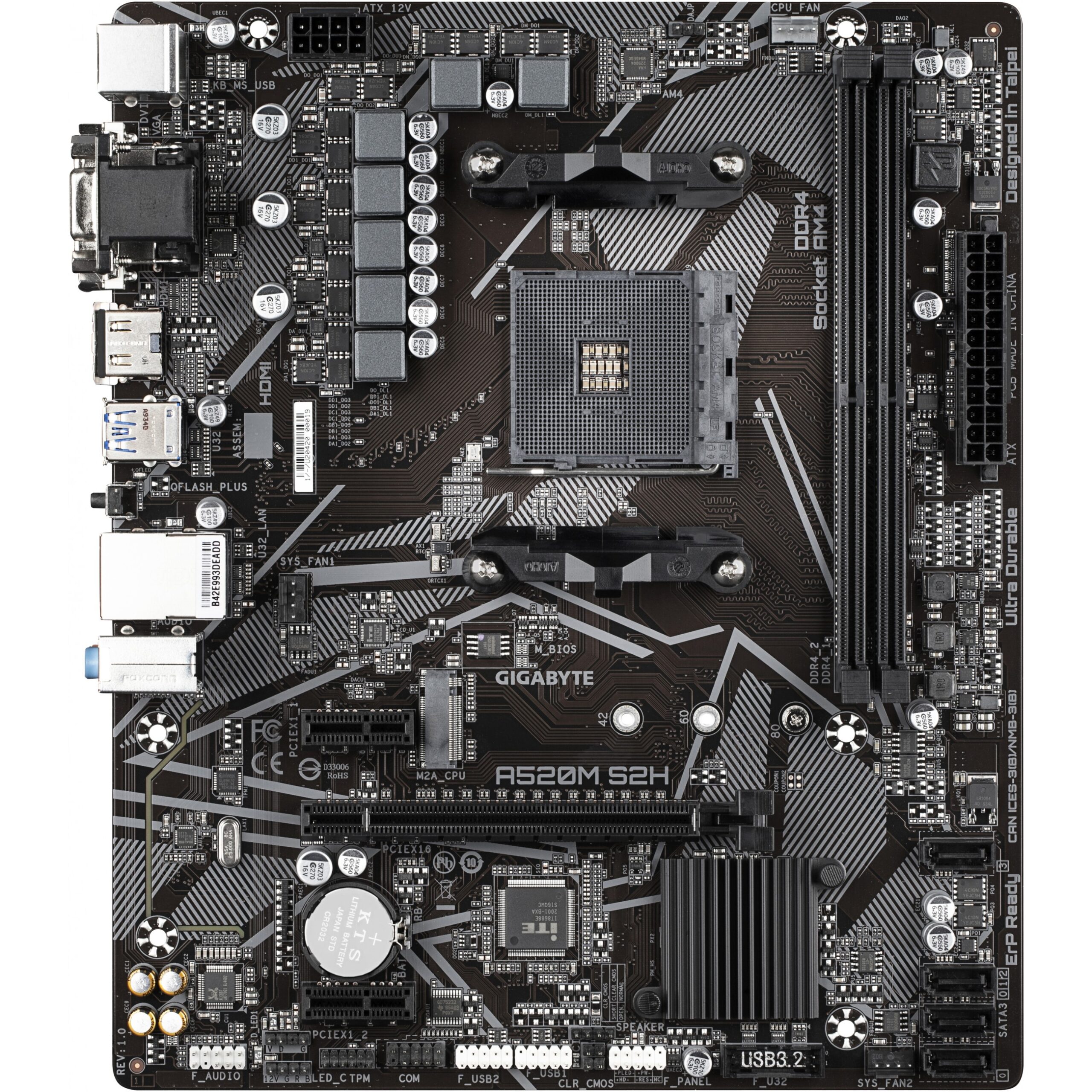 Pllakë Amë AMD AM4 Gigabyte A520M S2H / mATX / DDR4 / HDMI+VGA+DVI - Figura 2