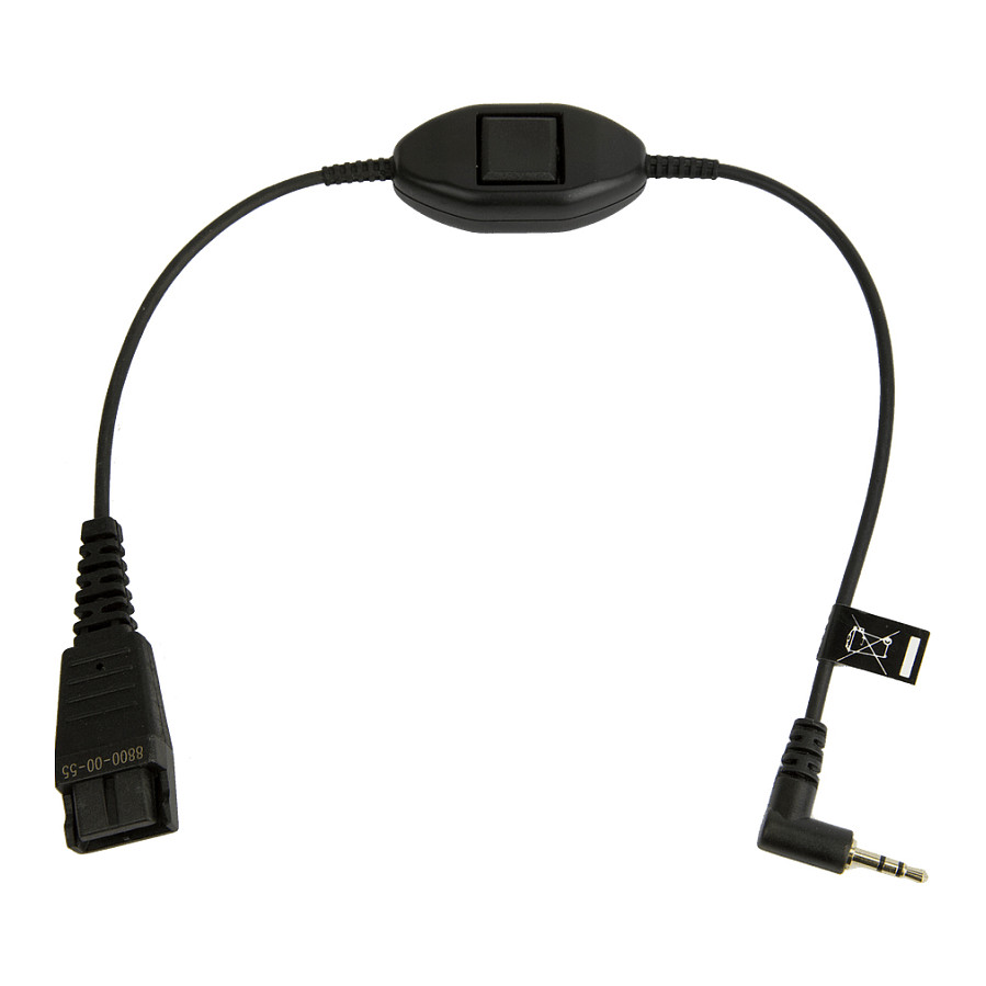 Kabllo për kufje Jabra QD në 2.5mm TRS me buton thirrjeje për Philips/Ericsson - Zezë