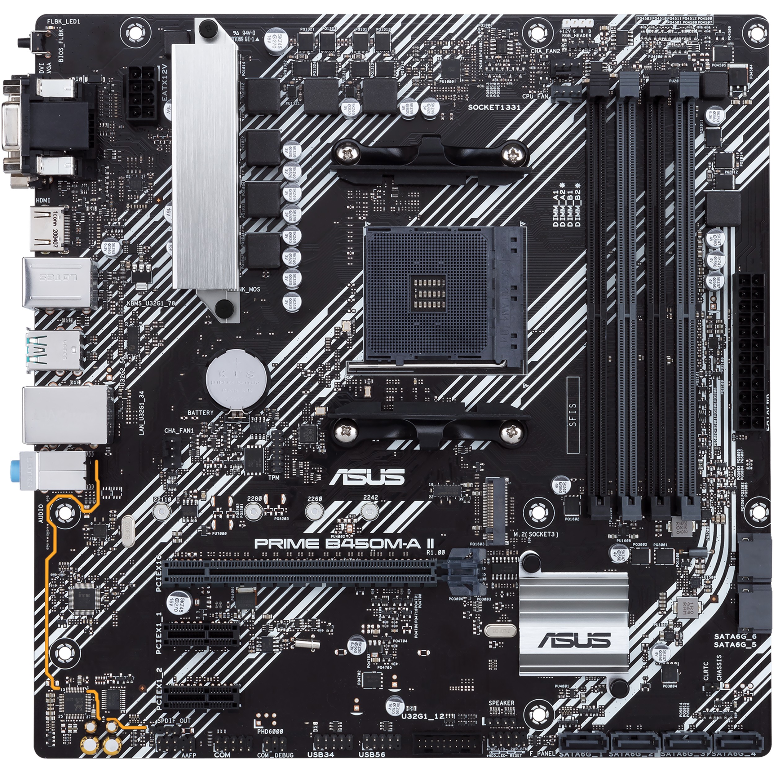 Pllakë Amë AMD AM4 ASUS PRIME B450M-A II / DDR4 / HDMI+VGA+DVI - Figura 2