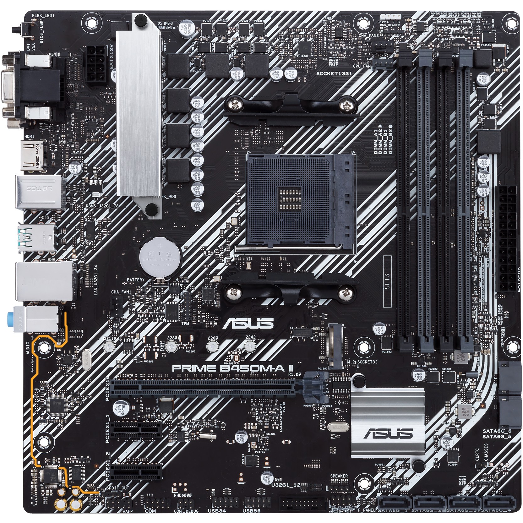 Pllakë Amë AMD AM4 ASUS PRIME B450M-A II / DDR4 / HDMI+VGA+DVI - Figura 3