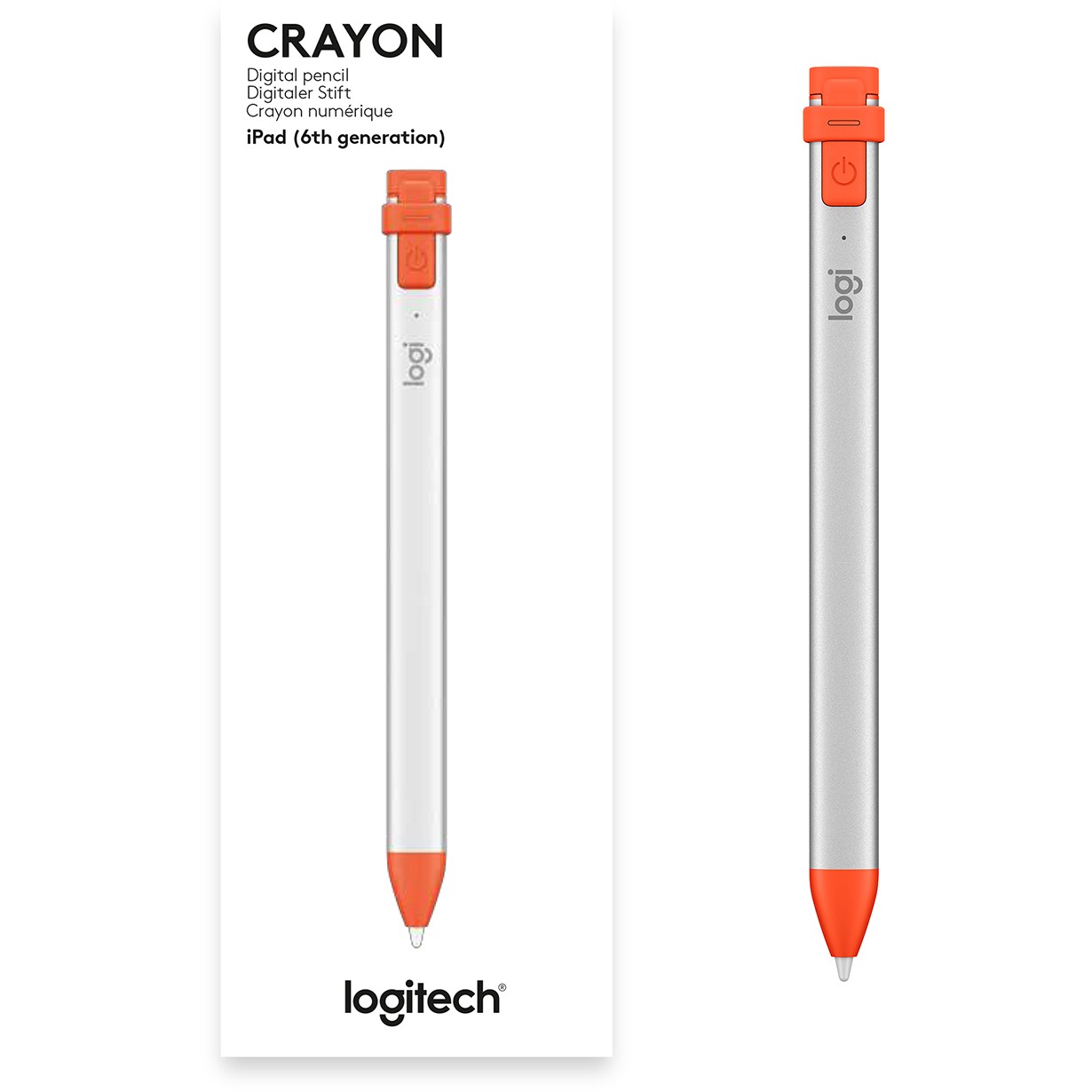 Aksesorë për tablet Wireless Stylus Logitech Crayon Digital Pen for iPad 6th - Portokalli / Argjend - Figura 2