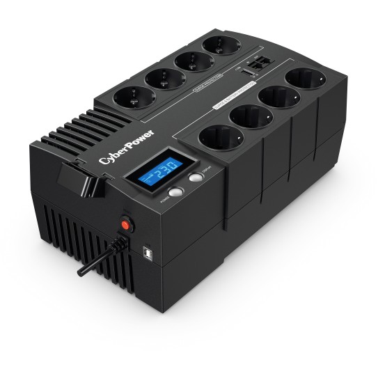 CyberPower BR1200ELCD – 1200VA 720W Line-Interactive UPS with AVR, LCD Display, 8 Schuko & USB Monitoring – Reliable Backup Power for PC & Network Devices