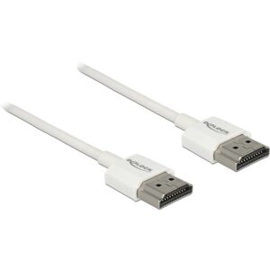 Kabllo HDMI DELOCK High Speed with Ethernet / HDMI-A St–St / 2m / 3D / 4K / Slim High Quality  - Bardhë