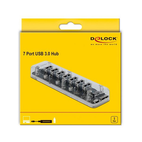 HUB DeLOCK USB 3.0 / 7×Ports - Transparente - Figura 3