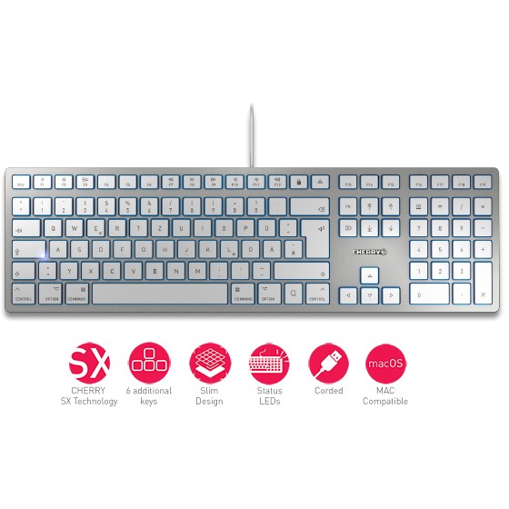 Tastierë CHERRY KC 6000 SLIM FOR MAC / me kabllo / USB / QWERTZ / argjendë - Figura 4
