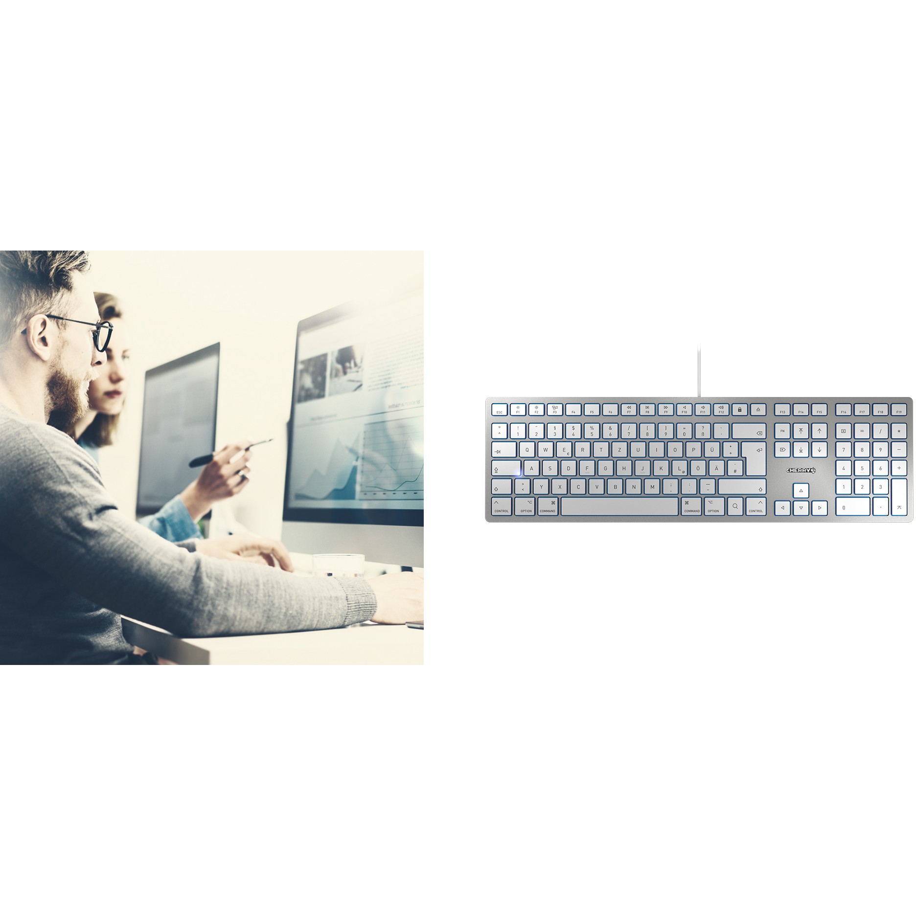 Tastierë CHERRY KC 6000 SLIM FOR MAC / me kabllo / USB / QWERTZ / argjendë - Figura 5