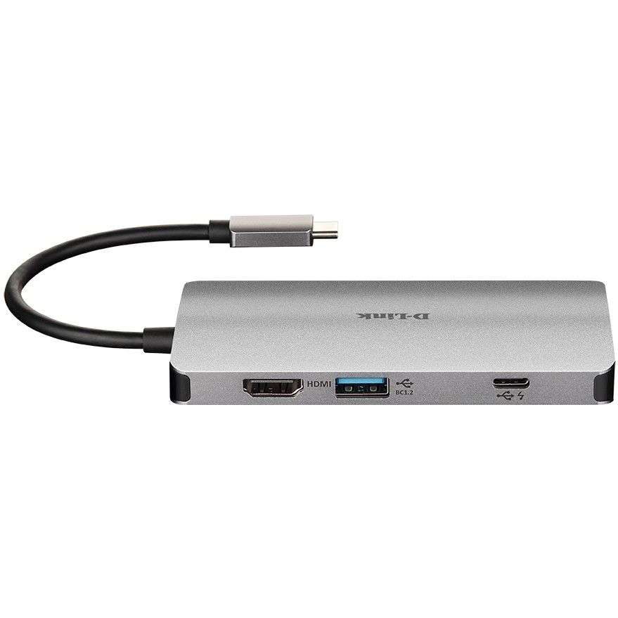 HUB D-Link DUB-M810 / USB C 8-Port Hub, HDMI 4K, USB, SD/microSD, LAN, passiv, Gri - Figura 2