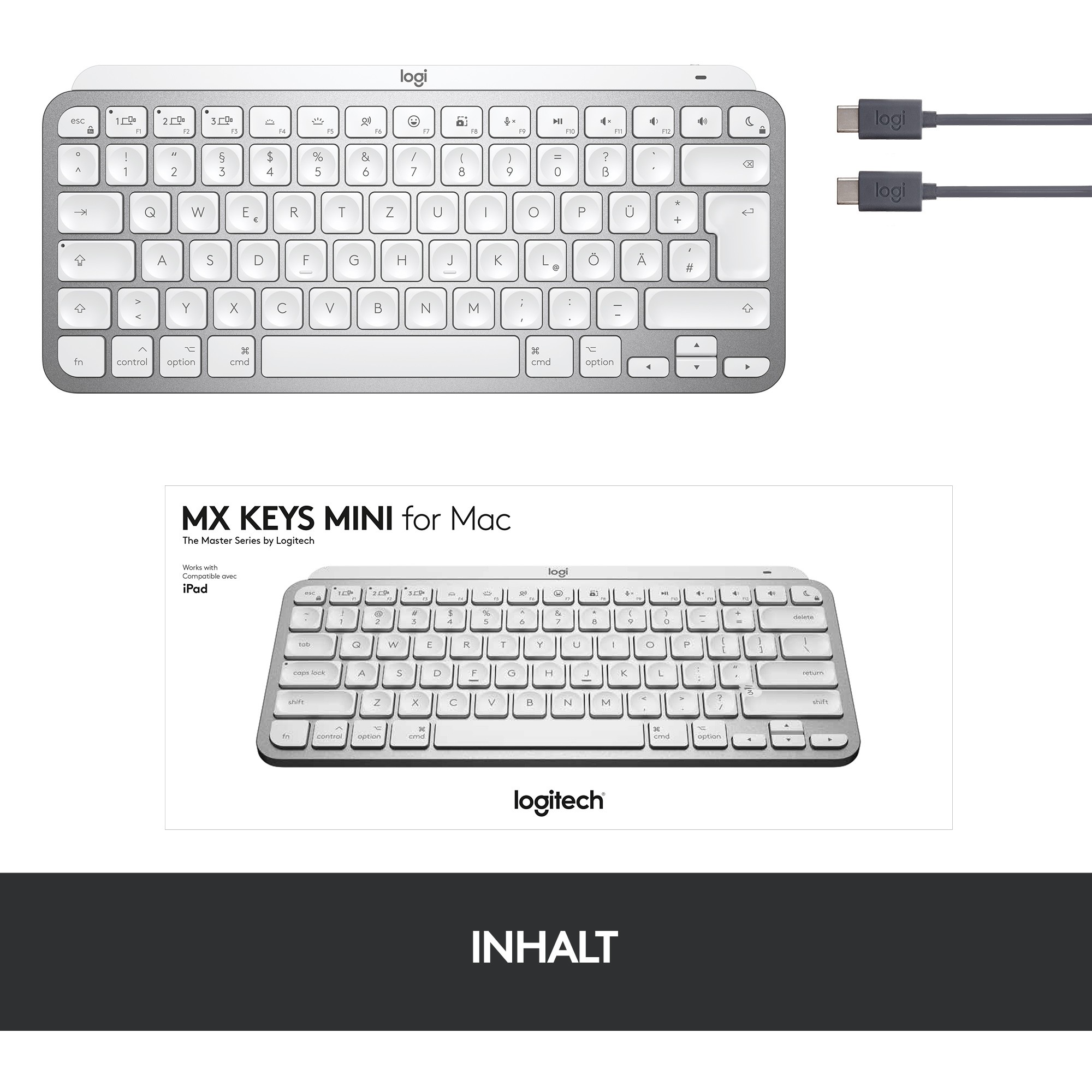 Tastierë pa kabllo Logitech MX Keys Mini për Mac / QWERTZ - Gri - Figura 4