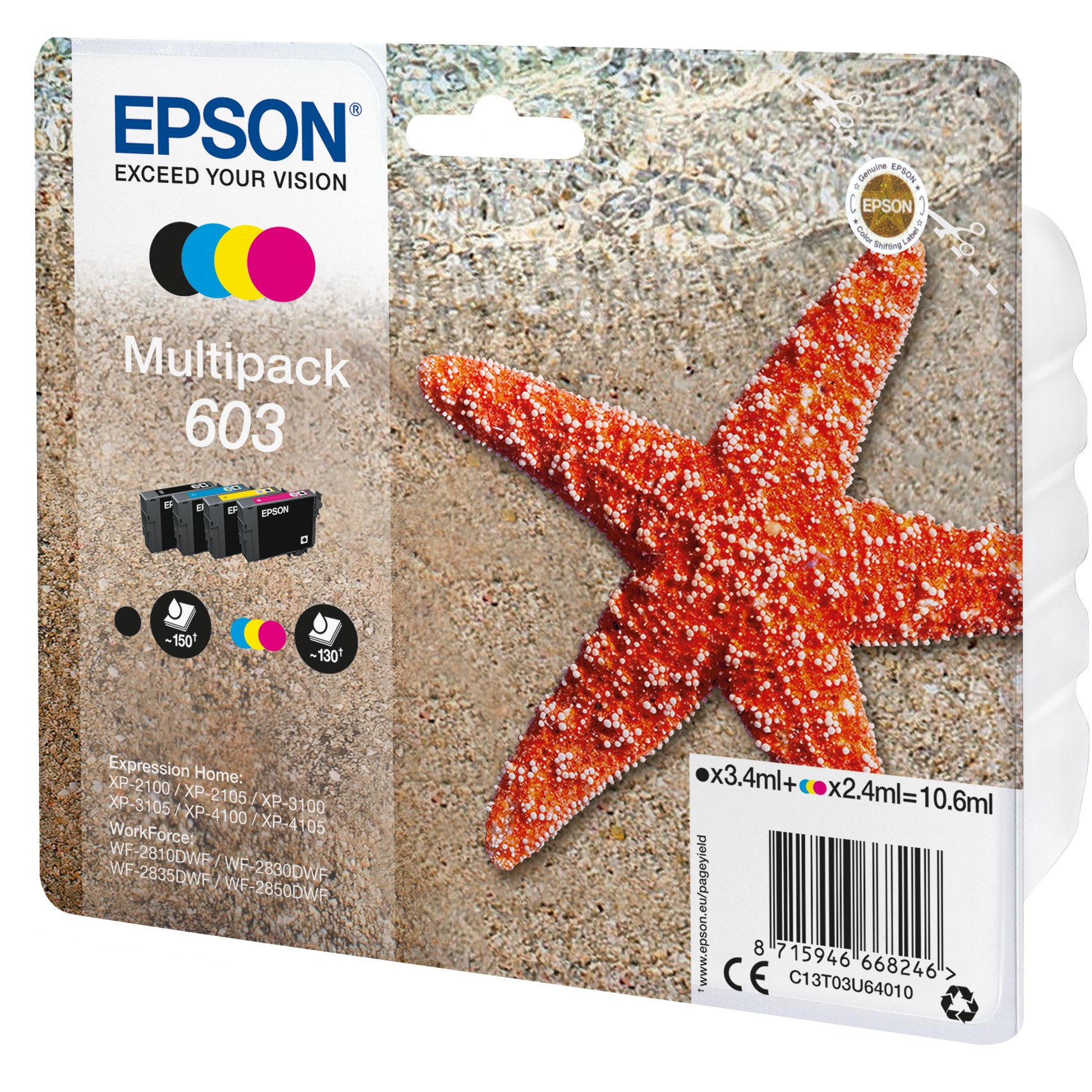 INK Epson 603 C13T03U640 / Multipack – Zezë-Blu-Rozë-Verdhë - Figura 2