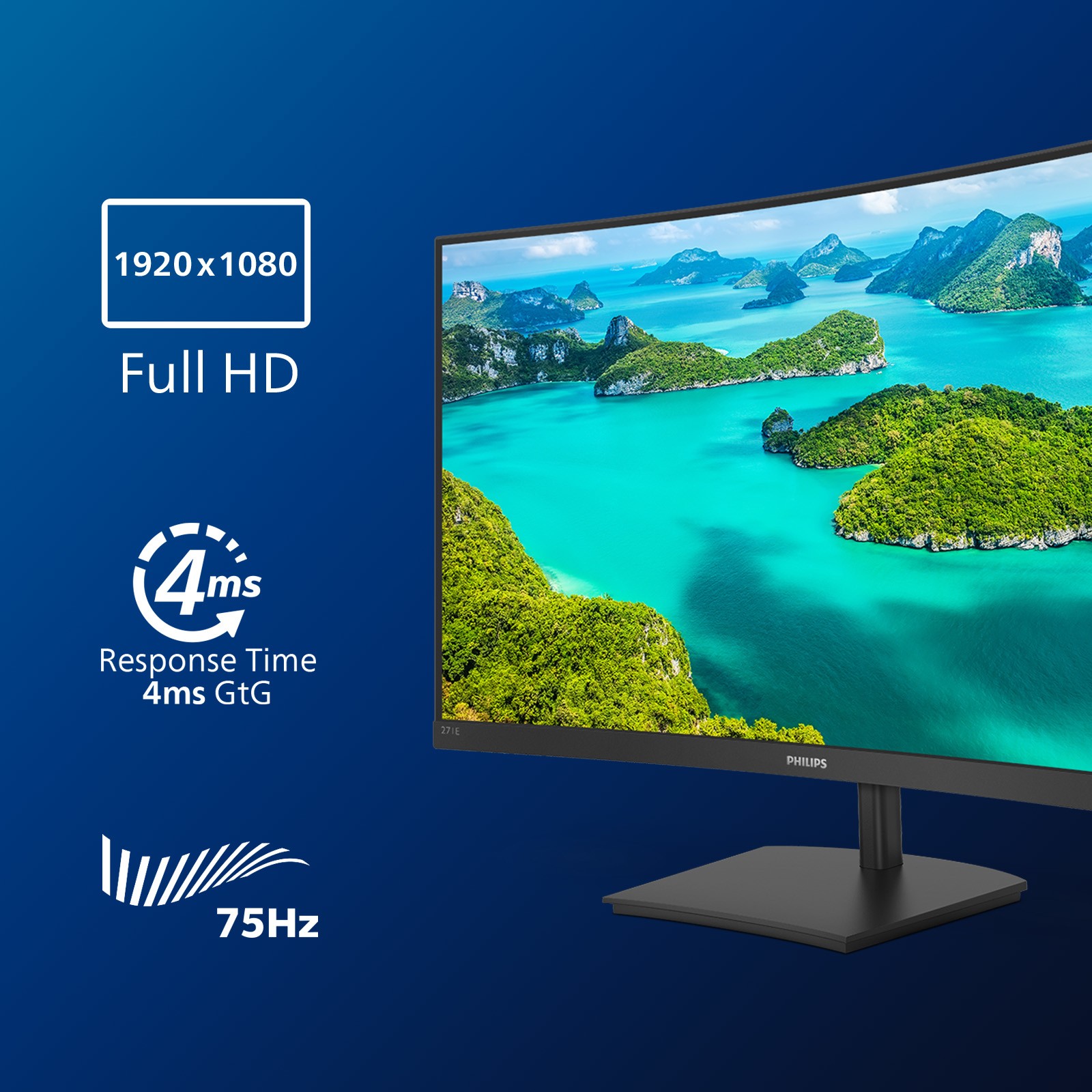 Monitor i lakuar Philips 271E1SCA / 27" Full HD 75 Hz 4 ms VA Curved / HDMI / e zezë - Figura 4
