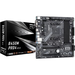 Pllakë Amë AMD AM4 ASRock B450M Pro4 R2.0 / DDR4 / HDMI+DVI+VGA